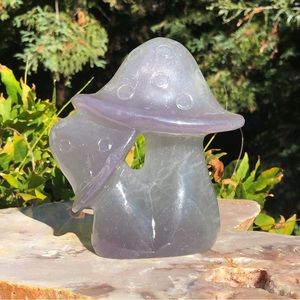 Extra Large Double Mushroom Rainbow Fluorite Carving